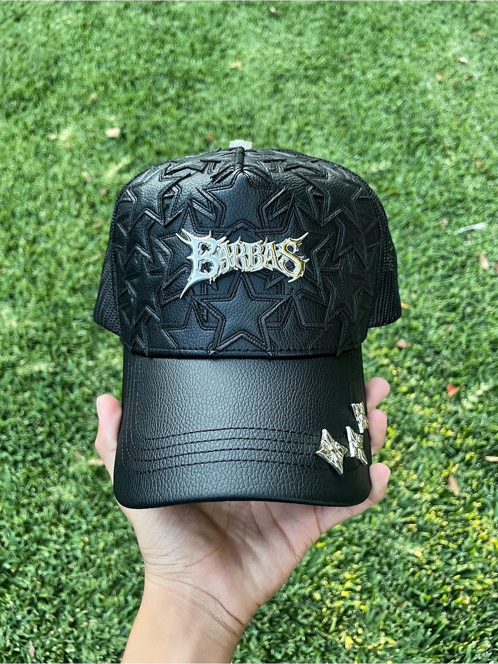 BARBAS Black Snapback Trucker Hat NWT
